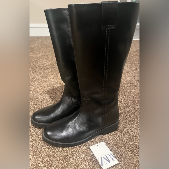 Zara Shoes Zara Girls Tall Leather Riding Boots Poshmark